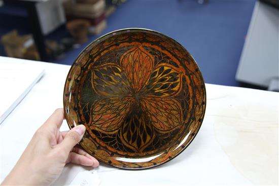 A Pilkingtons Royal Lancastrian lustre dish, by Gladys Rogers, c.1914-20, 22.5cm